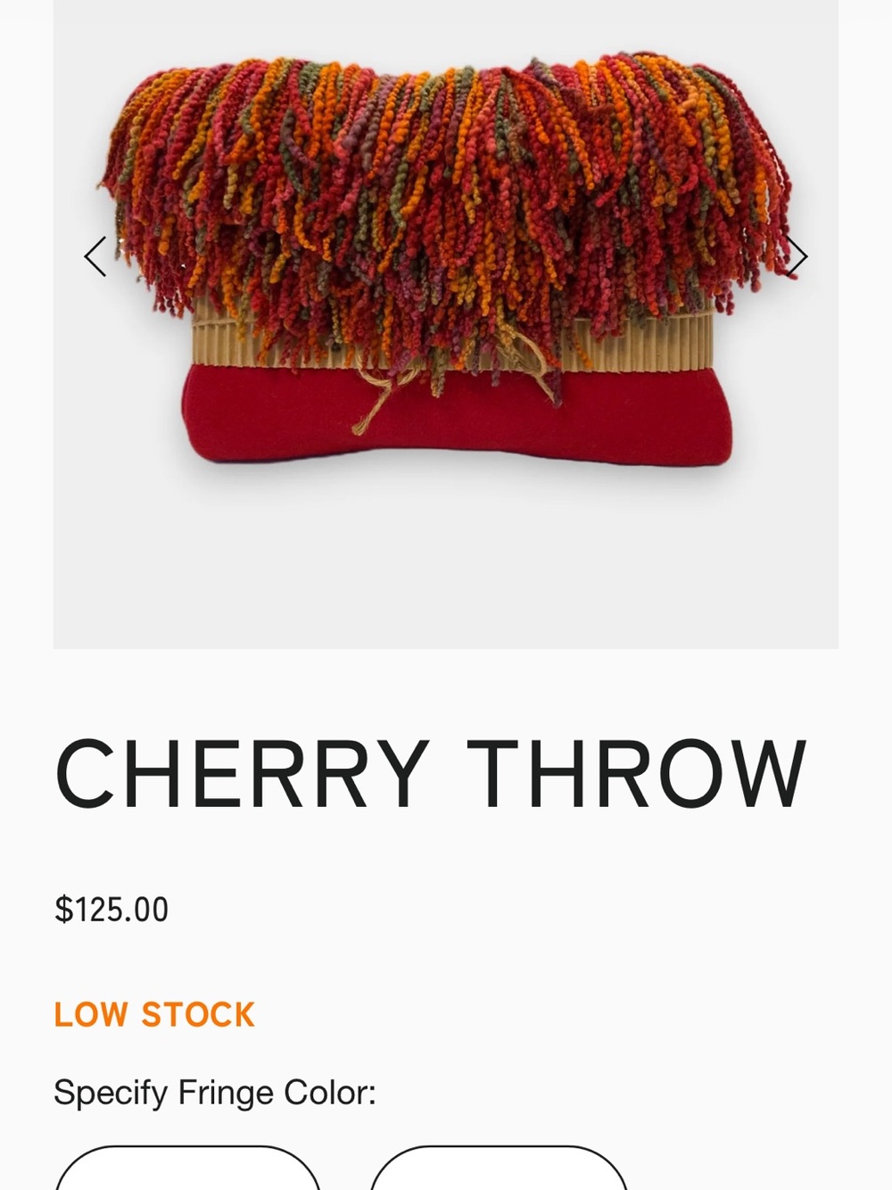 Mindy Cherry Throw - Cherry Red with Multicolor Fringe